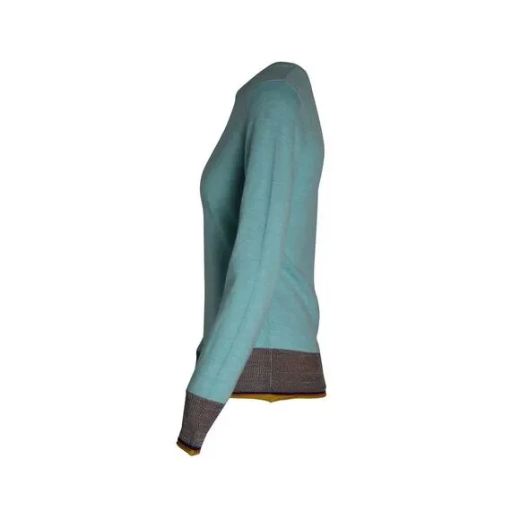 Victoria Beckham Contrast Hem Knitted Sweater in Blue Wool - Picture 2 of 3